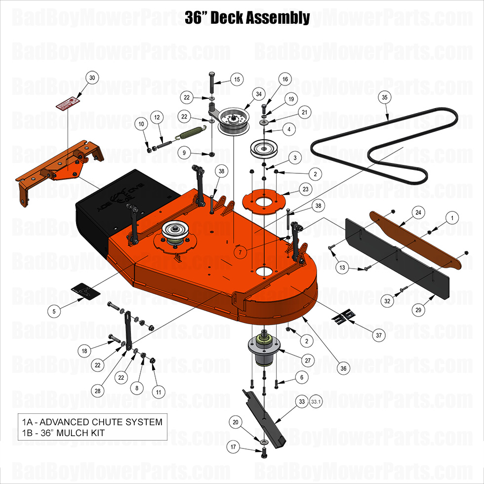 3801 - Bad Boy Mower Parts Lookup > 2025 > Raider > 36\" Deck Assembly